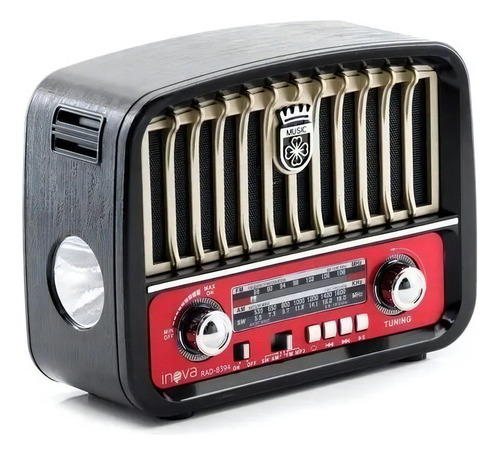 Radio Retro Recarregável Bt/usb/ Sd/ Ep-f95b 127/220V Dourado