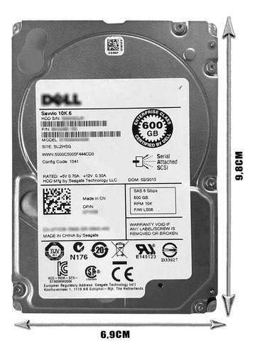Hd Sas Dell 5r6cx 600gb 2.5 10k 6gb/s St600mm0006 Novo Prateado