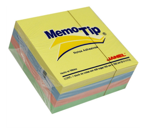 Papeleta Janel Memo Tip 54p 3x3  Cubo Pastel C/400 /vc