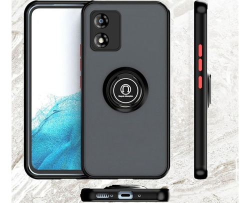 Funda Para Samsung A21s Uso Rudo Con Anillo Matte Ring Negro A21s