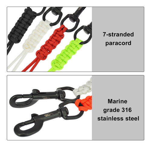 Perno Giratorio Para Buceo, Gancho A Presión 316 Ss Con Cord