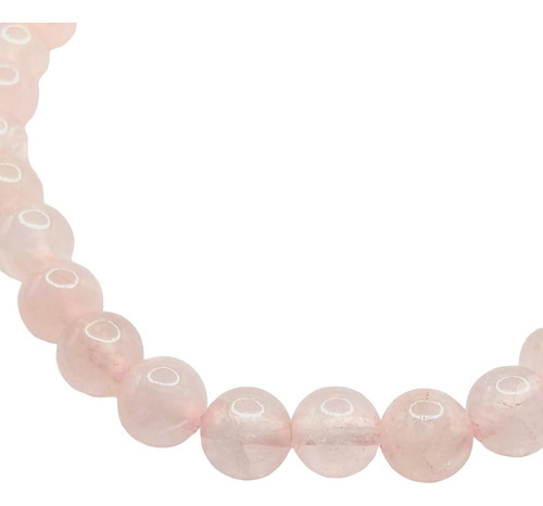 Pulsera De Piedra Natural Cuarzo Rosa Premium 6mm X 18cm Color Rosa Claro Diámetro 18 Cm Largo 18 Cm