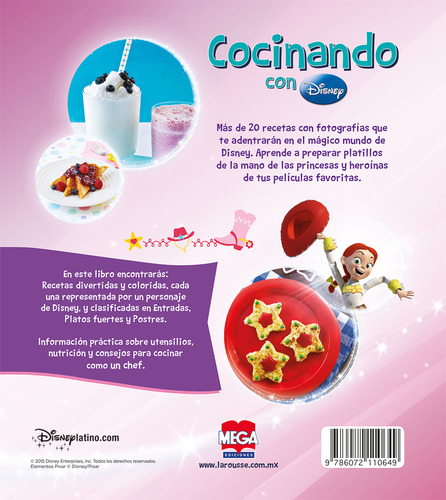 Cocinando con Disney niñas, de Ediciones Larousse. Editorial Mega Ediciones en español, 2015