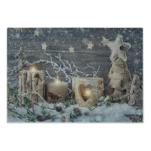 Christmas Cutting Board, Candle Winter Holiday Themed A...