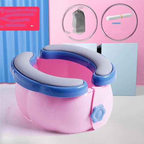 Cojín Rosa Portátil Y Plegable Para Baño Infantil