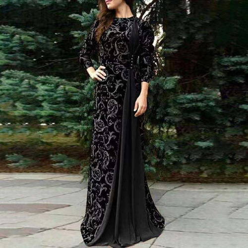 N 407n Dubai Vestido De Mujer Con Estampado Floral Árabe