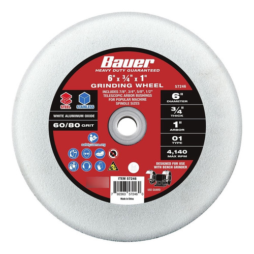 Bauer Rueda De Esmeril De Banco 6 In. X 3/4 In. X 1in. 57246