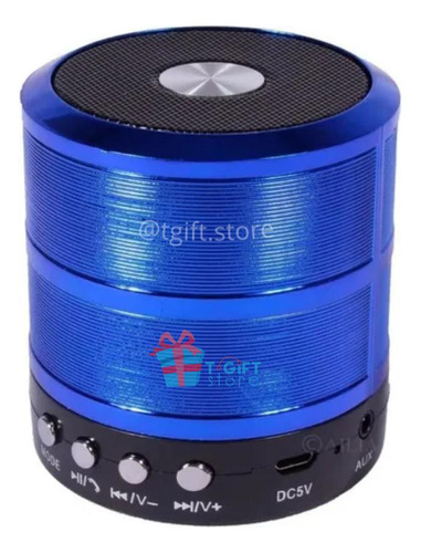 Mini Speaker Caixa De Som Bluetooth Ws-887 Azul