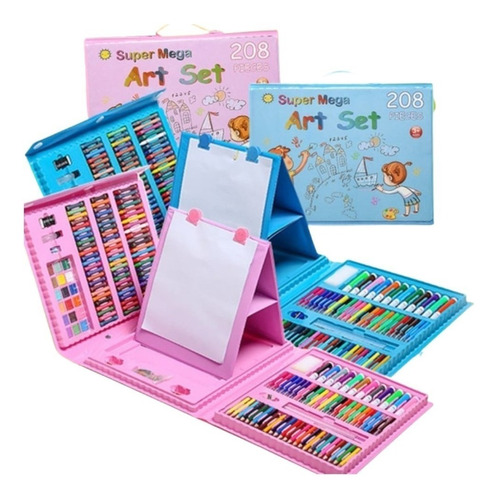 208 Piezas De Arte Para Niños Kit Set De Dibujo Portátil 