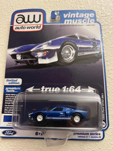 Auto World 1/64 1965 Ford Gt40 Mk1 Vintage Muscle Nuevo