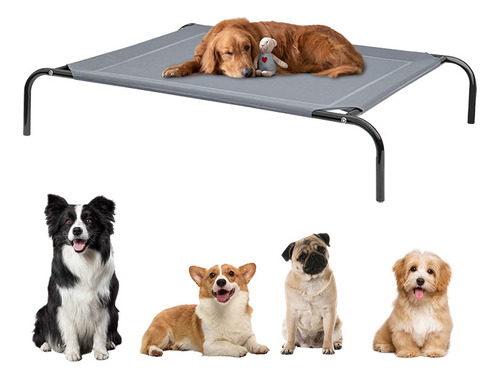 Cama Elevada De Mascota De 109cmx80cmx20cm, Gris