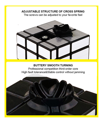 Js Puzle En Forma De Cubo Con Espejo De 3 X 3, Giro Suave,