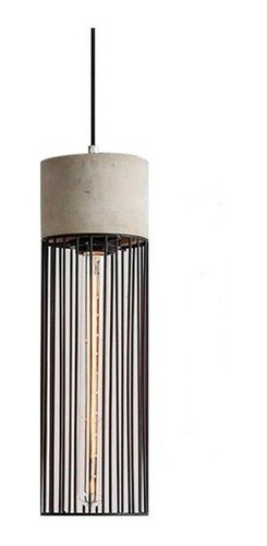 Luminaria Colgante Campana Cemento Y Rejilla  Vintage E27 