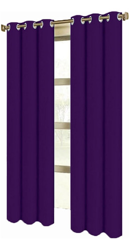 Cortinas Blackout 188cm Ancho X 274cm Largo En 2 Paneles Color Morado