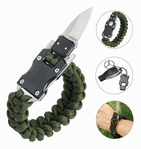 Paracord Pulsera Navaja Táctico Cuchillo Inoxidable Camping