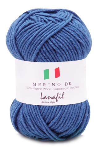 Lã Merino Dk Superwash Lanafil 50g 105mts Crochê Tricô Cor 2920/31- Azul Francia