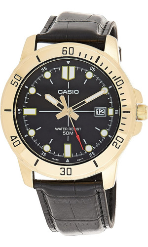 Reloj Casio Mtp-vd01gl-1evud Mtp-vd01gl-1ev Entrador Gold Color de la correa Marrón Color del bisel Acero inoxidable Color del fondo Negro