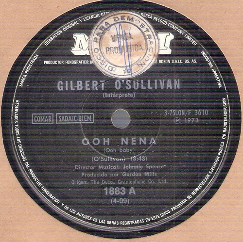 Gilbert O'sullivan: Ooh Nena-buena Compañia / 33 Simple Mam