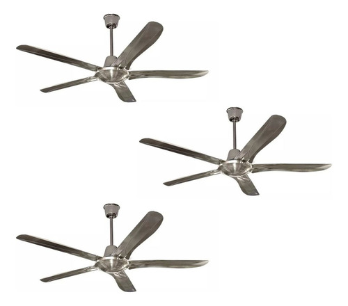 Tripack - Ventilador Industrial De Techo Huracán Inox 1.422 M 60hz-85w Plateado Plateado Acero 5