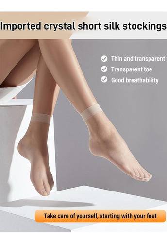 10 Pares De Calcetines Invisibles De Seda Transparente Para