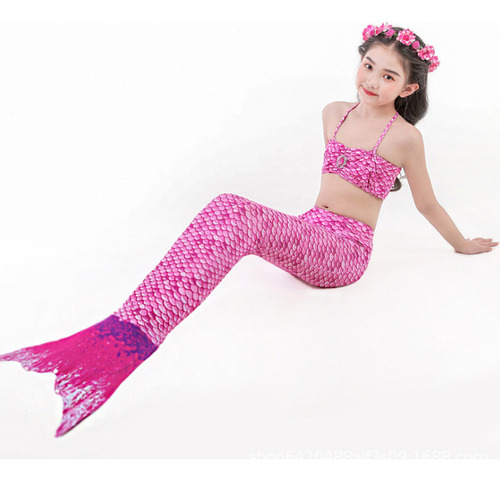 Bikini Infantil De Cola De Sirena De 3 Piezas