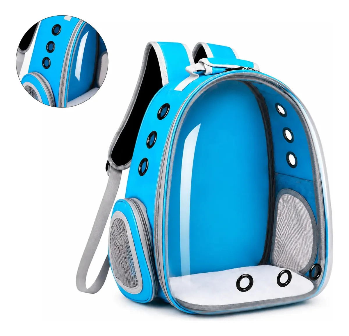 Mochila Transportadora Gato Perro Portatil Conejo Viaje Azul