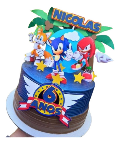 Adorno Sonic Decoracion Torta Cumpleaños 