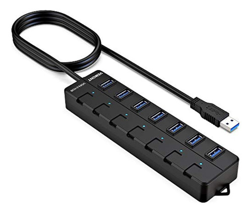 Vemont Concentrador Usb 3.0 De 7 Puertos, Concentrador De Da