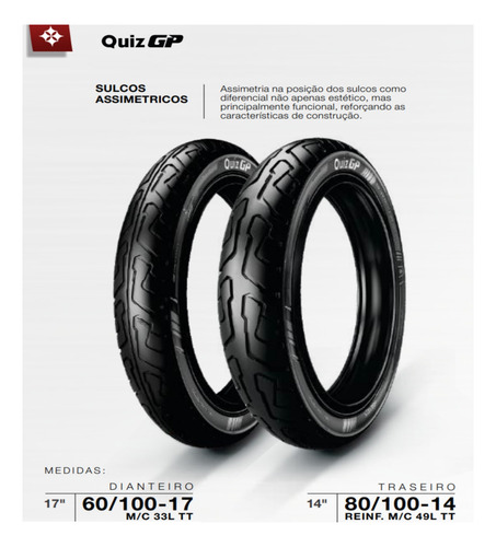 Par Pneu Ira 60-100-17 E 80-100-14 Quiz Gp Biz Pop 100 110