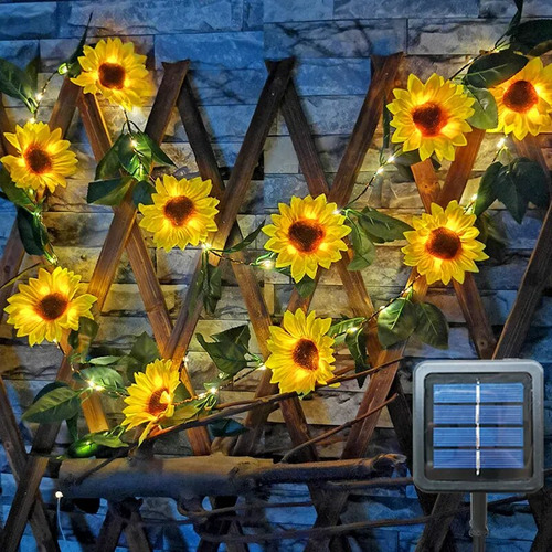 Cadena Solar Artificial De 5 M Y 50 Led Con Forma De Girasol