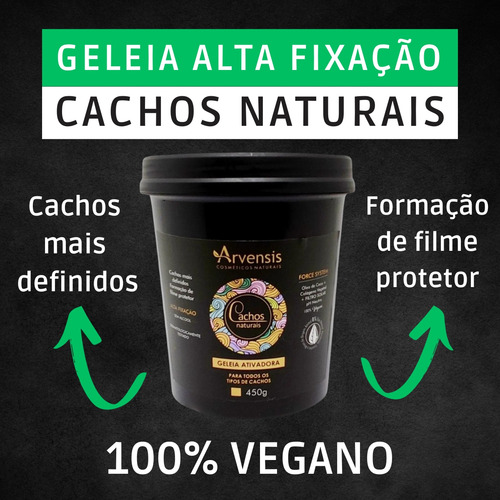 Kit Arvensis Cachos Shampoo + Geleia Alta 450g + Máscara 2x1