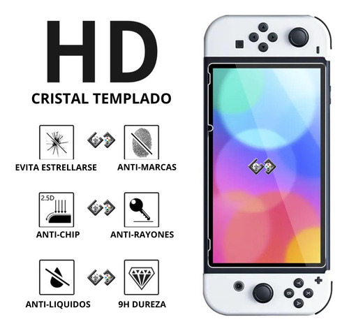 4 Vidrio Templado Protctor Case Para Nintendo Switch Oled