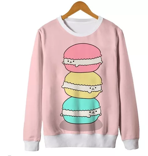 Blusas Femininas Gatos Macaron Fofos Cute Kawaii Tumblr Mt