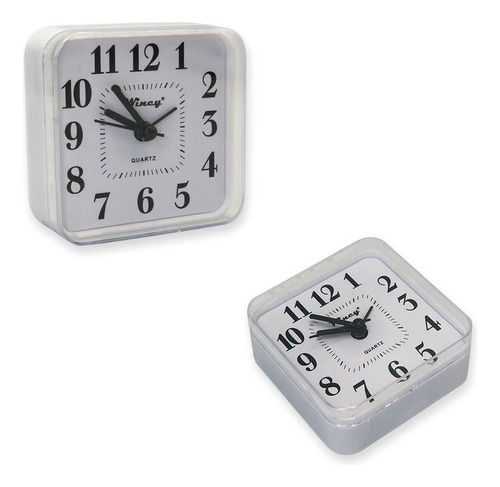 Relógio De Mesa Analógico Branco 8x7,5 Cm - Pilha Aa