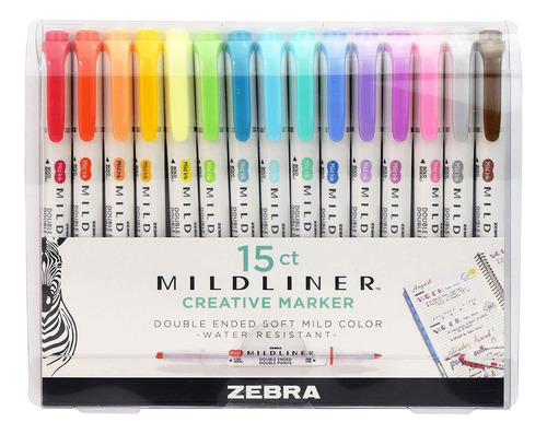 Set 15 Marcadores Mildliner Doble Punta Colores Pastel 