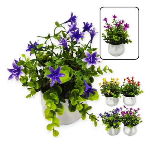 Planta Artificial Flores Maceta Plastico Deco Plantin Chico