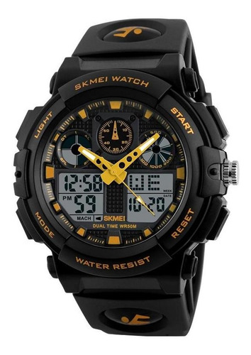 Skmei 1270 Relógio Masculino Preto E Amarelo Alarme Garantia