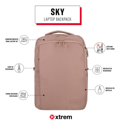 Mochila Notebook Xtrem Sky 5xt Rosado 16