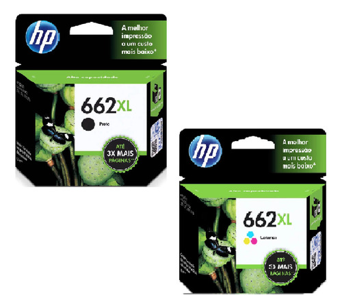 Kit Cartucho Hp 662 Xl Preto E Colorido + Resma A4