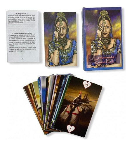 Baralho Tarot Cartomante Zaira Kalli Azul 36 Cartas