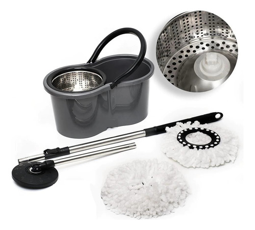 Mop Limpeza Giratório Centrifuga Inox Esfregão 9l Com Refil