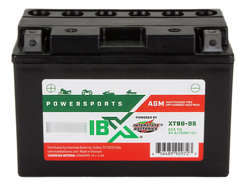 Bateria Powersports 12 V 8 Ah Ibx Terminal Tuerca Perno Agm