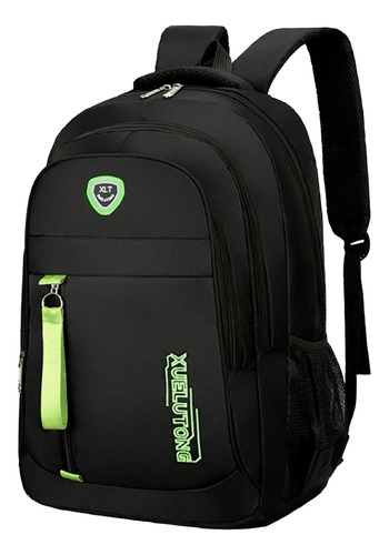 Mochila Escolar Viaje Bolsa Para Laptop Hombres Antirrobo Negro 30 L, Negra Verde