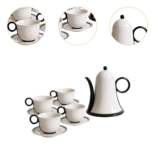 Juego De Tetera De Cerámica Con Tazas, Juego De Con 4 Tazas