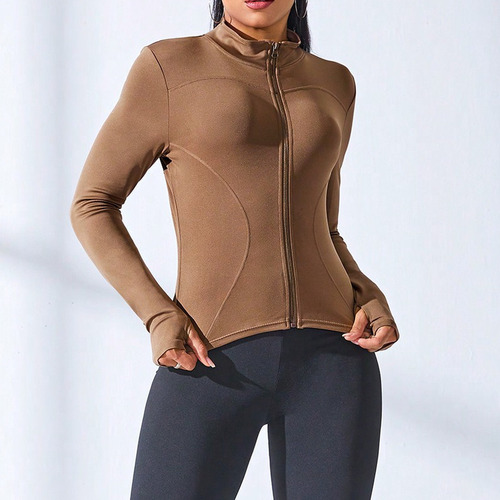 Abrigo Corto Yoga Mujer Chaqueta Deportiva Con Cremallera
