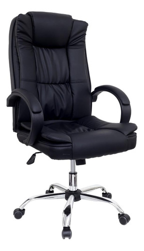 Cadeira de escritório Prizi OC110-2 + ergonômica  preta com estofado de couro sintético