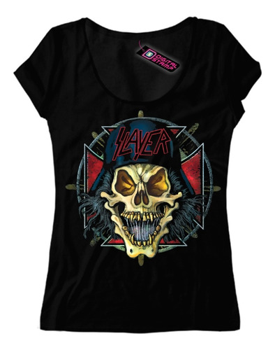 Remera Slayer Heavy Metal 5 Mujer Dtg Premium