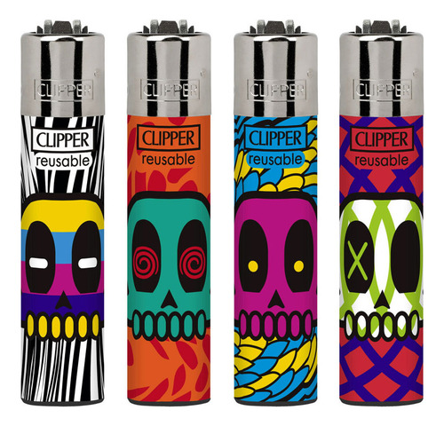 Isqueiro Clipper Mini Skulls Life Caixa Com 24