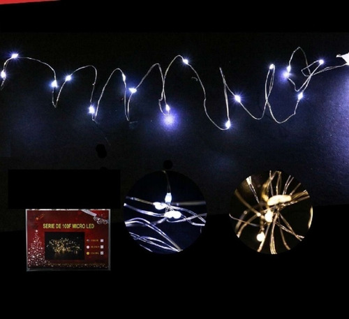Imagen 3 de 9 de Luces Serie Navideña 20 Micro Led 3m Luz Blanca C/baterias