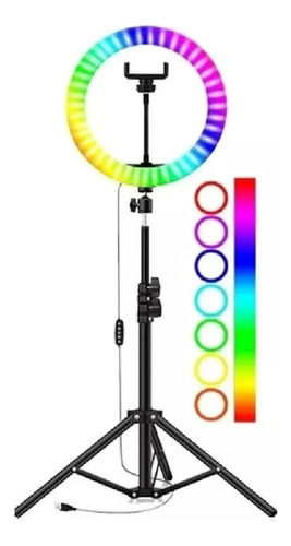 Anillo Aro Luz Led Rgb 30 Cm Selfie Foto + Trípode 210cm X L